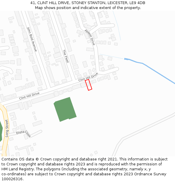 41, CLINT HILL DRIVE, STONEY STANTON, LEICESTER, LE9 4DB: Location map and indicative extent of plot