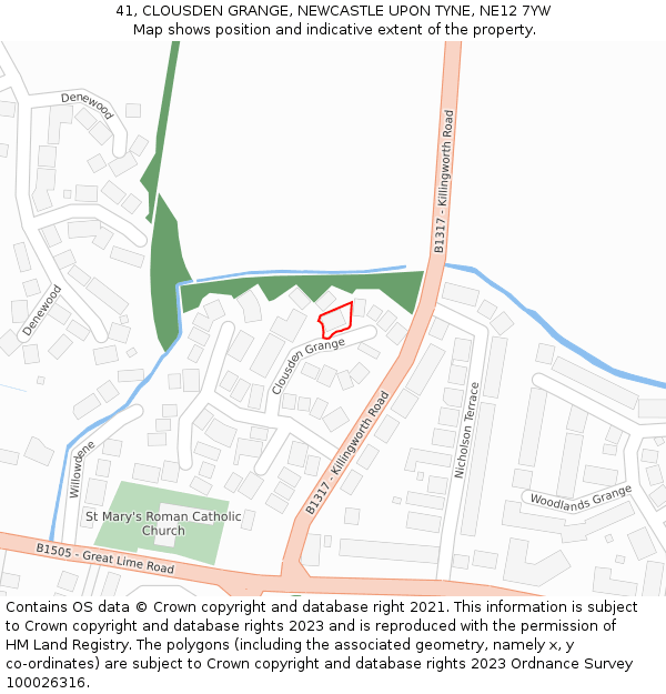 41, CLOUSDEN GRANGE, NEWCASTLE UPON TYNE, NE12 7YW: Location map and indicative extent of plot