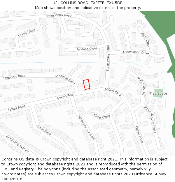 41, COLLINS ROAD, EXETER, EX4 5DE: Location map and indicative extent of plot