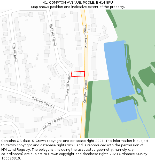 41, COMPTON AVENUE, POOLE, BH14 8PU: Location map and indicative extent of plot