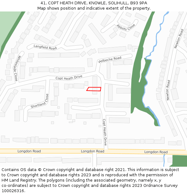 41, COPT HEATH DRIVE, KNOWLE, SOLIHULL, B93 9PA: Location map and indicative extent of plot