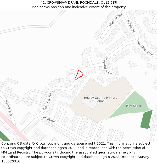 41, CROWSHAW DRIVE, ROCHDALE, OL12 0SR: Location map and indicative extent of plot