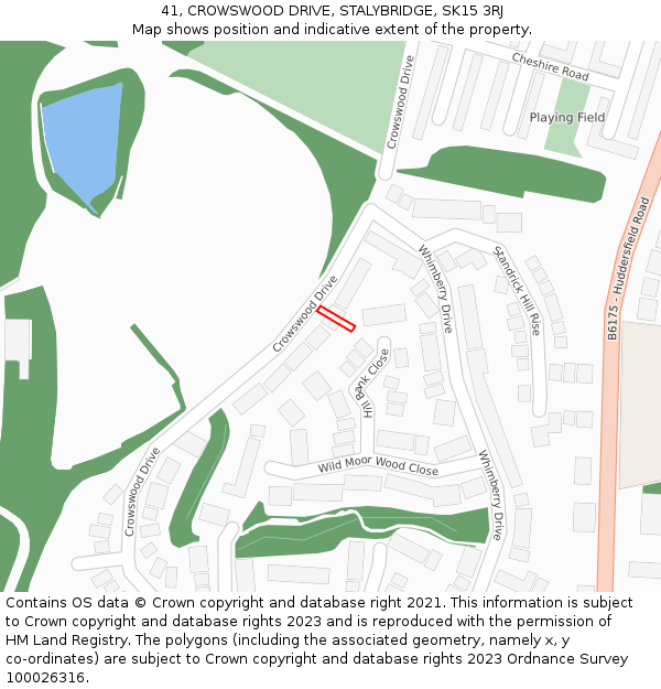 41, CROWSWOOD DRIVE, STALYBRIDGE, SK15 3RJ: Location map and indicative extent of plot