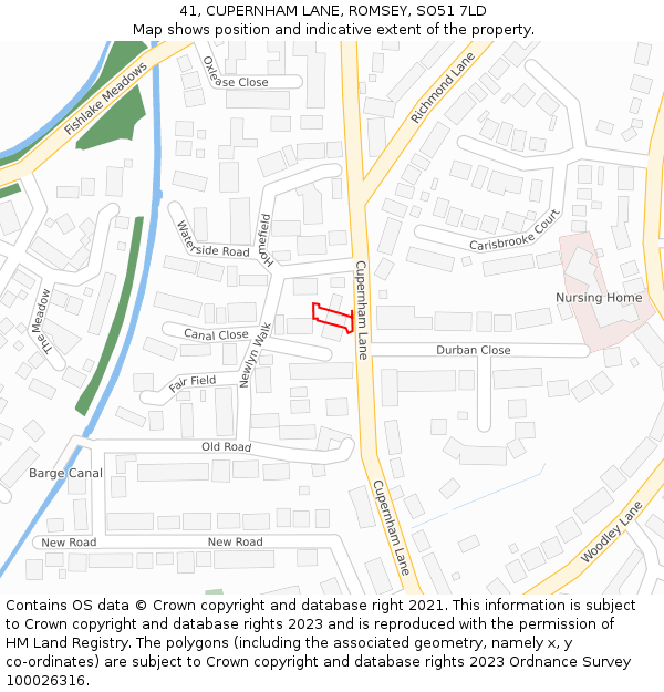 41, CUPERNHAM LANE, ROMSEY, SO51 7LD: Location map and indicative extent of plot