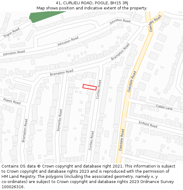 41, CURLIEU ROAD, POOLE, BH15 3RJ: Location map and indicative extent of plot