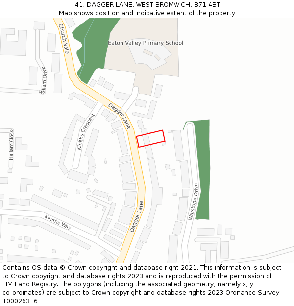 41, DAGGER LANE, WEST BROMWICH, B71 4BT: Location map and indicative extent of plot
