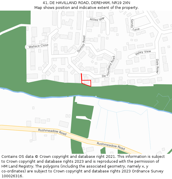 41, DE HAVILLAND ROAD, DEREHAM, NR19 2XN: Location map and indicative extent of plot