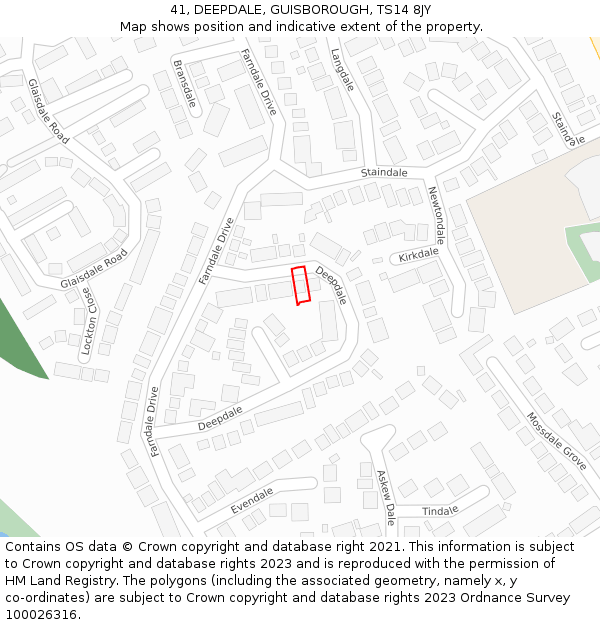 41, DEEPDALE, GUISBOROUGH, TS14 8JY: Location map and indicative extent of plot