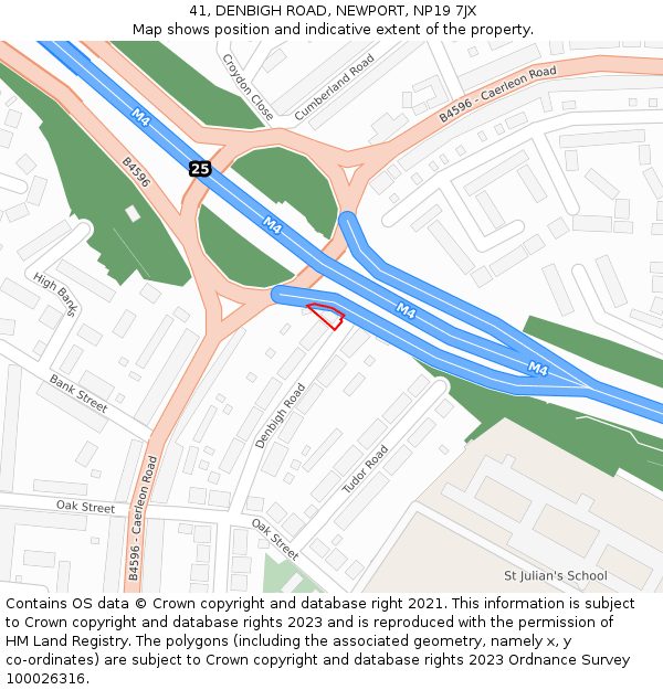 41, DENBIGH ROAD, NEWPORT, NP19 7JX: Location map and indicative extent of plot