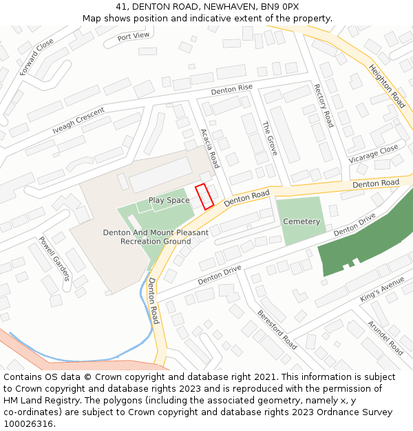 41, DENTON ROAD, NEWHAVEN, BN9 0PX: Location map and indicative extent of plot