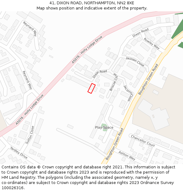41, DIXON ROAD, NORTHAMPTON, NN2 8XE: Location map and indicative extent of plot