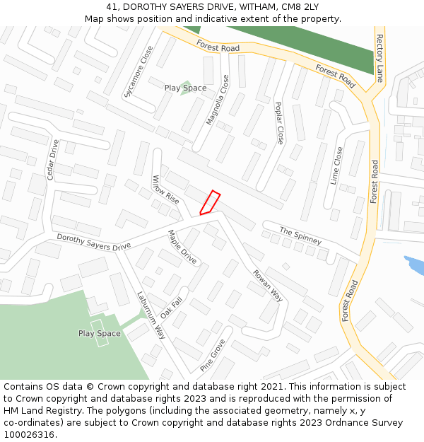 41, DOROTHY SAYERS DRIVE, WITHAM, CM8 2LY: Location map and indicative extent of plot