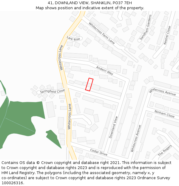 41, DOWNLAND VIEW, SHANKLIN, PO37 7EH: Location map and indicative extent of plot