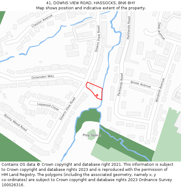 41, DOWNS VIEW ROAD, HASSOCKS, BN6 8HY: Location map and indicative extent of plot