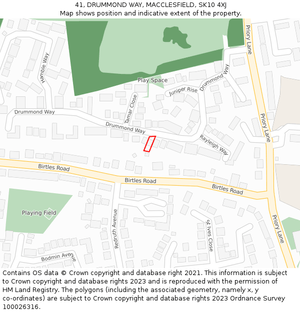 41, DRUMMOND WAY, MACCLESFIELD, SK10 4XJ: Location map and indicative extent of plot