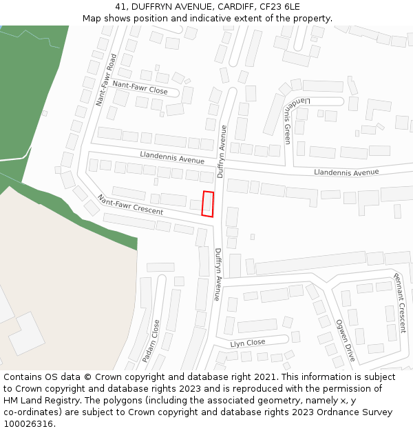 41, DUFFRYN AVENUE, CARDIFF, CF23 6LE: Location map and indicative extent of plot