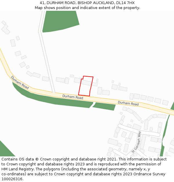 41, DURHAM ROAD, BISHOP AUCKLAND, DL14 7HX: Location map and indicative extent of plot