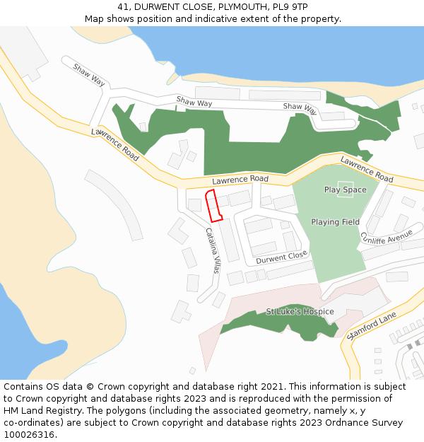 41, DURWENT CLOSE, PLYMOUTH, PL9 9TP: Location map and indicative extent of plot