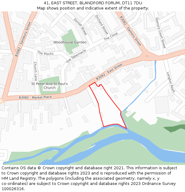 41, EAST STREET, BLANDFORD FORUM, DT11 7DU: Location map and indicative extent of plot