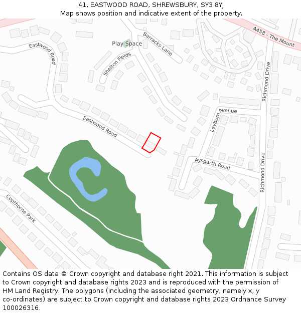 41, EASTWOOD ROAD, SHREWSBURY, SY3 8YJ: Location map and indicative extent of plot