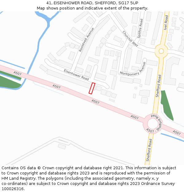 41, EISENHOWER ROAD, SHEFFORD, SG17 5UP: Location map and indicative extent of plot