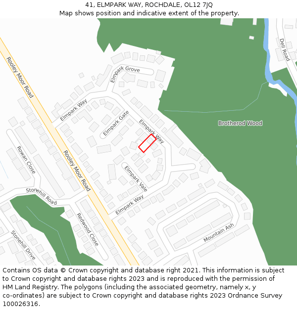 41, ELMPARK WAY, ROCHDALE, OL12 7JQ: Location map and indicative extent of plot