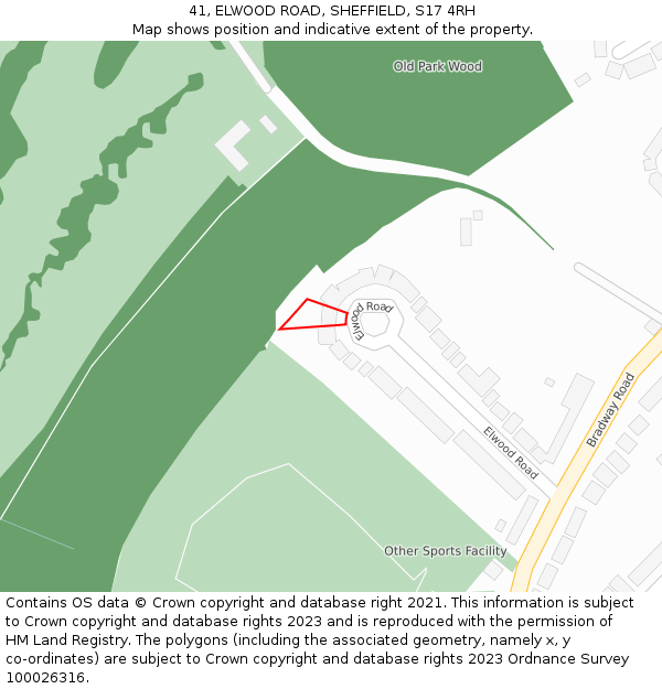 41, ELWOOD ROAD, SHEFFIELD, S17 4RH: Location map and indicative extent of plot