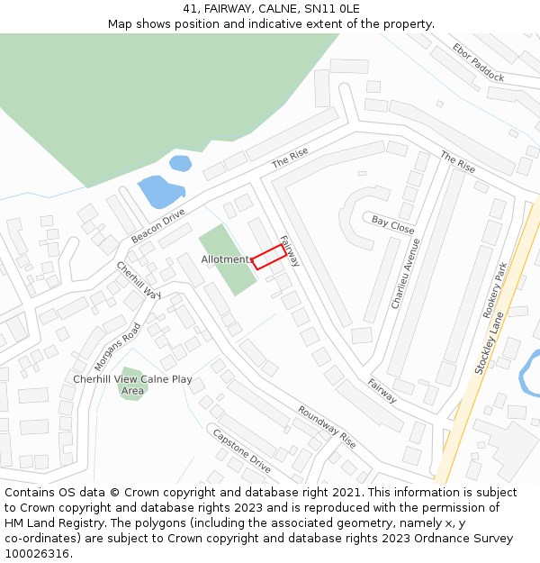 41, FAIRWAY, CALNE, SN11 0LE: Location map and indicative extent of plot