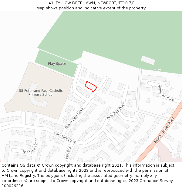 41, FALLOW DEER LAWN, NEWPORT, TF10 7JF: Location map and indicative extent of plot