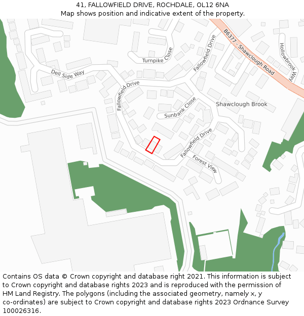 41, FALLOWFIELD DRIVE, ROCHDALE, OL12 6NA: Location map and indicative extent of plot