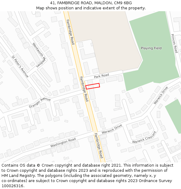 41, FAMBRIDGE ROAD, MALDON, CM9 6BG: Location map and indicative extent of plot