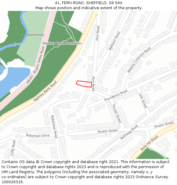 41, FERN ROAD, SHEFFIELD, S6 5AX: Location map and indicative extent of plot