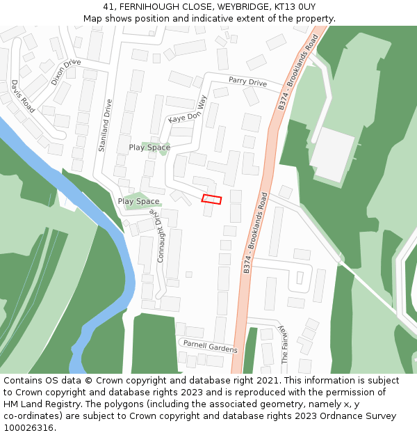 41, FERNIHOUGH CLOSE, WEYBRIDGE, KT13 0UY: Location map and indicative extent of plot