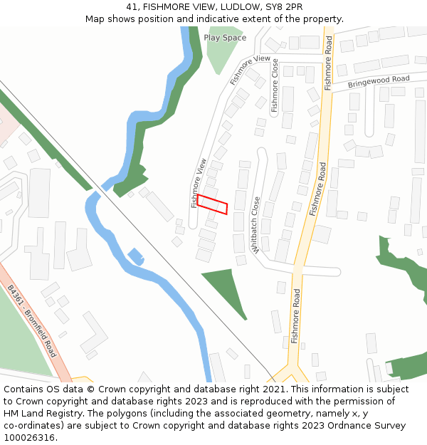 41, FISHMORE VIEW, LUDLOW, SY8 2PR: Location map and indicative extent of plot