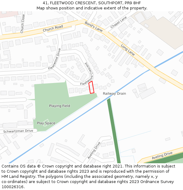 41, FLEETWOOD CRESCENT, SOUTHPORT, PR9 8HF: Location map and indicative extent of plot