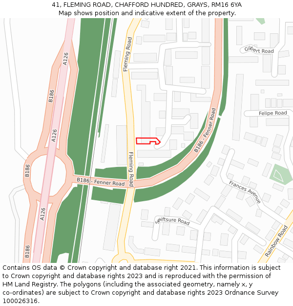 41, FLEMING ROAD, CHAFFORD HUNDRED, GRAYS, RM16 6YA: Location map and indicative extent of plot