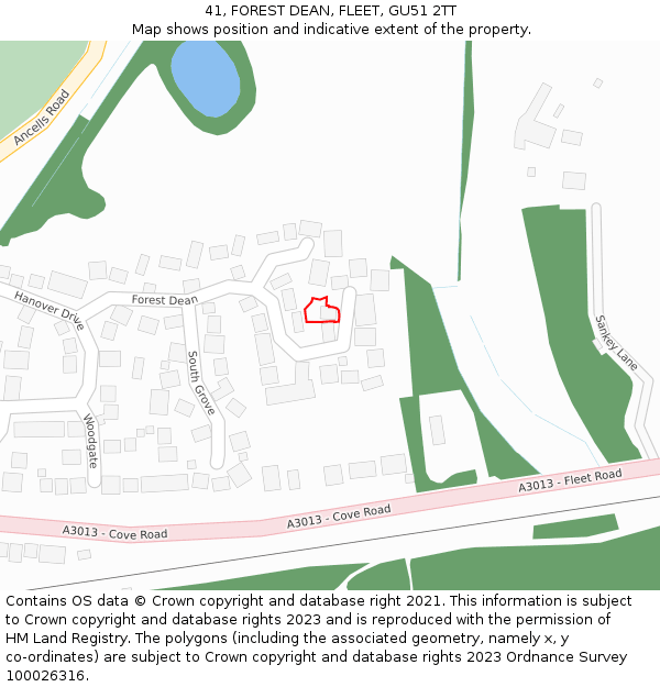 41, FOREST DEAN, FLEET, GU51 2TT: Location map and indicative extent of plot