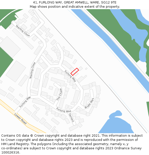 41, FURLONG WAY, GREAT AMWELL, WARE, SG12 9TE: Location map and indicative extent of plot