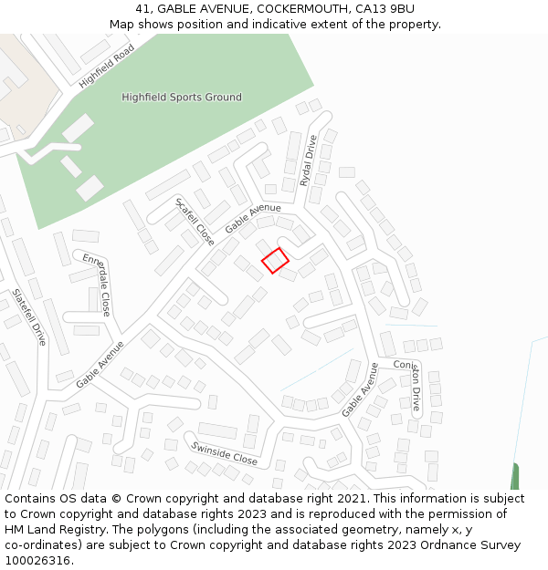 41, GABLE AVENUE, COCKERMOUTH, CA13 9BU: Location map and indicative extent of plot