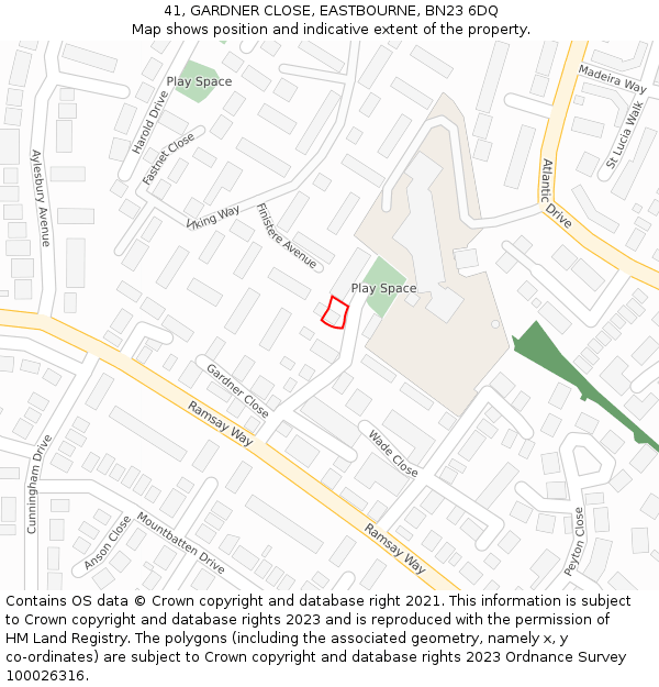 41, GARDNER CLOSE, EASTBOURNE, BN23 6DQ: Location map and indicative extent of plot