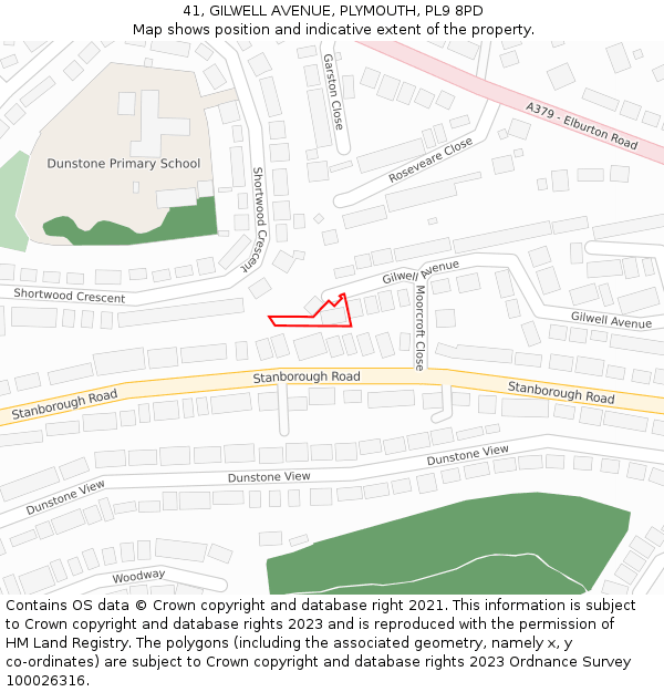 41, GILWELL AVENUE, PLYMOUTH, PL9 8PD: Location map and indicative extent of plot