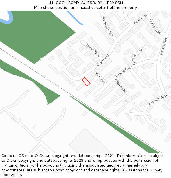 41, GOGH ROAD, AYLESBURY, HP19 8SH: Location map and indicative extent of plot