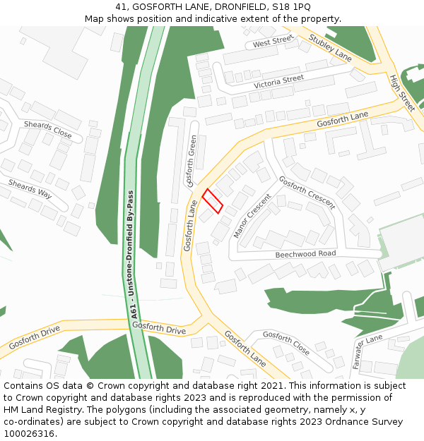 41, GOSFORTH LANE, DRONFIELD, S18 1PQ: Location map and indicative extent of plot