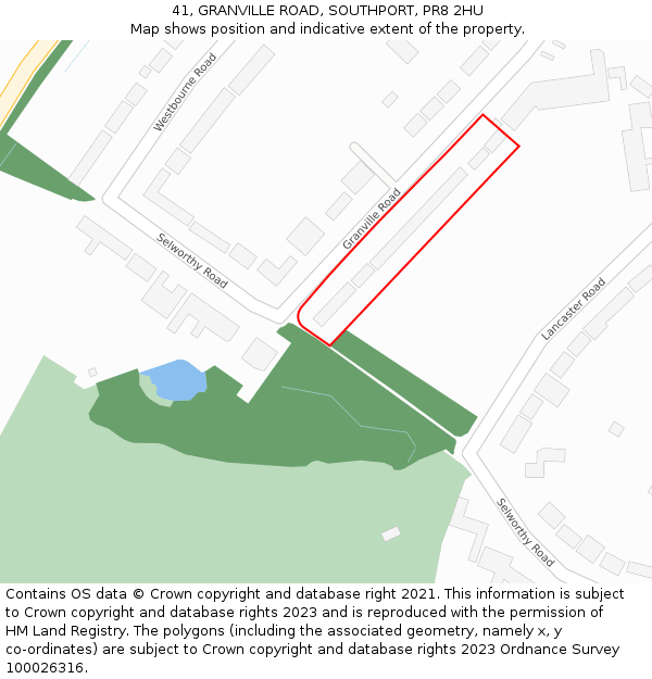 41, GRANVILLE ROAD, SOUTHPORT, PR8 2HU: Location map and indicative extent of plot