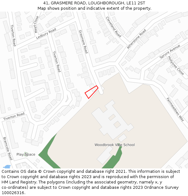 41, GRASMERE ROAD, LOUGHBOROUGH, LE11 2ST: Location map and indicative extent of plot