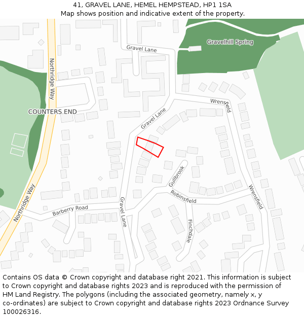 41, GRAVEL LANE, HEMEL HEMPSTEAD, HP1 1SA: Location map and indicative extent of plot