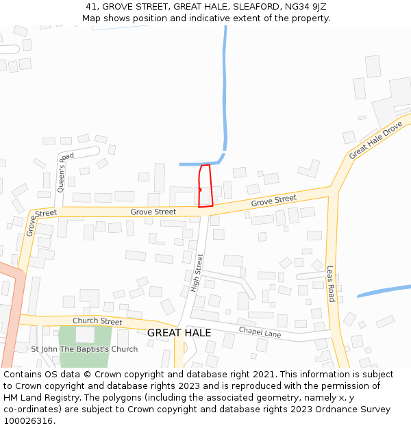 41, GROVE STREET, GREAT HALE, SLEAFORD, NG34 9JZ: Location map and indicative extent of plot