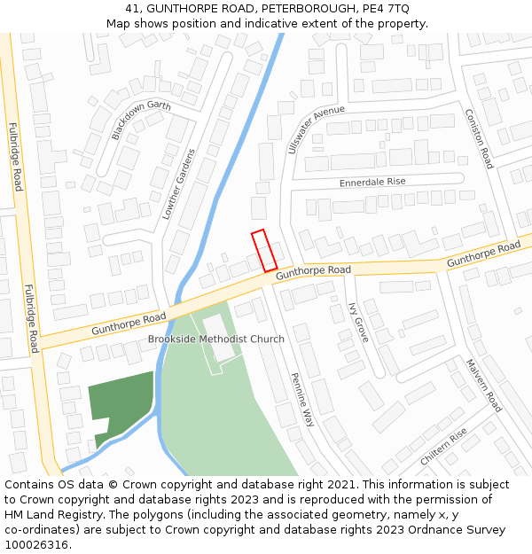 41, GUNTHORPE ROAD, PETERBOROUGH, PE4 7TQ: Location map and indicative extent of plot