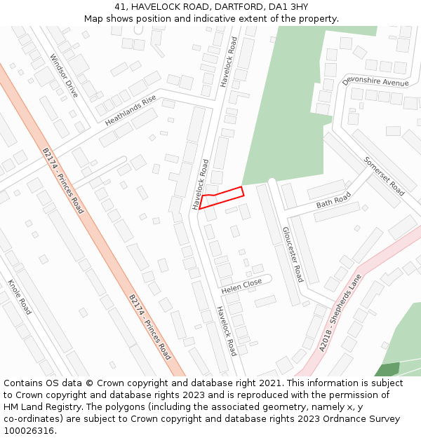 41, HAVELOCK ROAD, DARTFORD, DA1 3HY: Location map and indicative extent of plot
