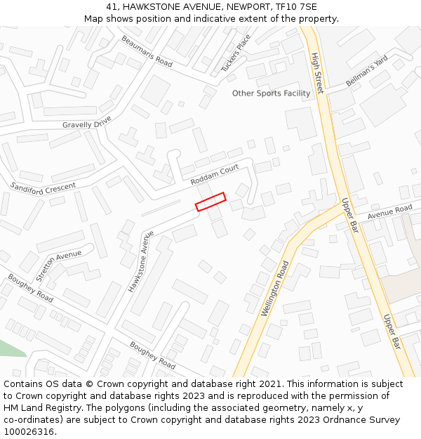 41, HAWKSTONE AVENUE, NEWPORT, TF10 7SE: Location map and indicative extent of plot